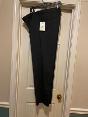 Calvin Klein Men's Black Pinstripe Dress Trousers
